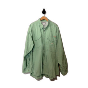 Columbia PFG Button Front Fishing Shirt Men’s XXL Green Vented Budweiser Logo